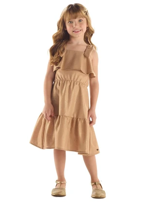 Up Baby - Vestido Tecido Linho Foil Marrom - UP BABY