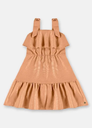 Up Baby - Vestido Tecido Linho Foil Marrom - UP BABY