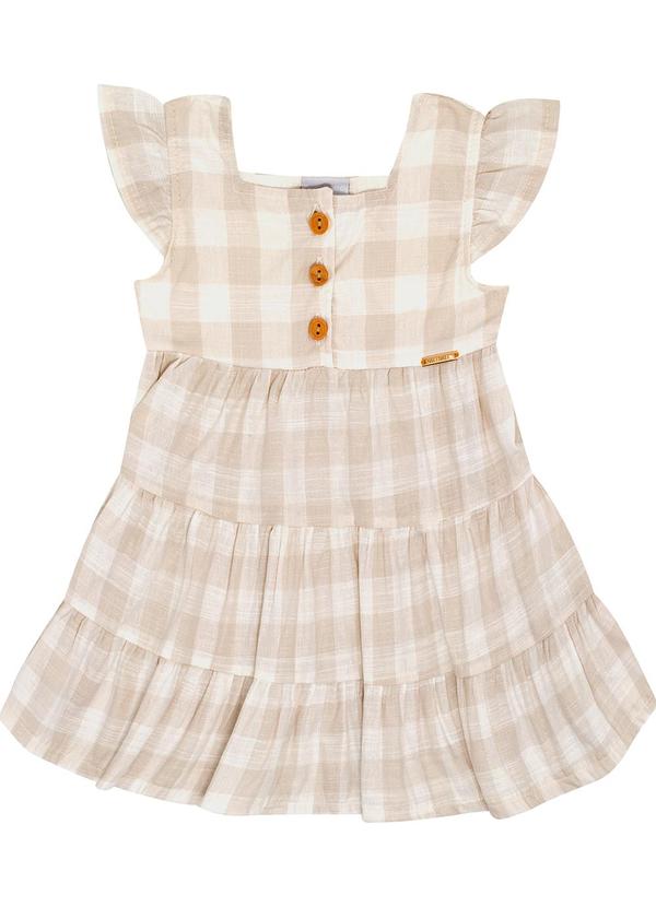 Pulla Bulla - Vestido Tecido Xadrez Fio Tinto Bege 2