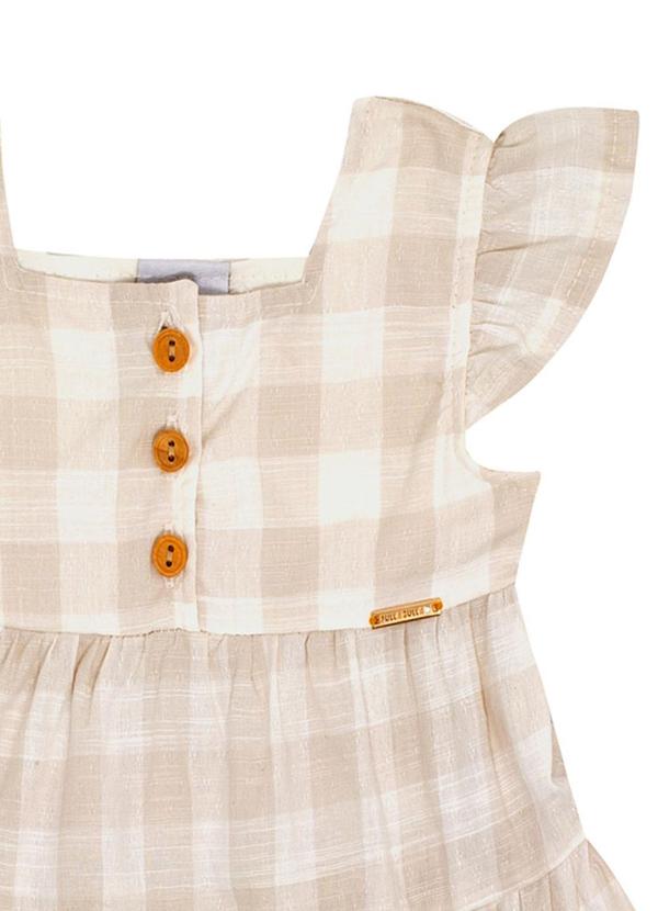 Pulla Bulla - Vestido Tecido Xadrez Fio Tinto Bege 3