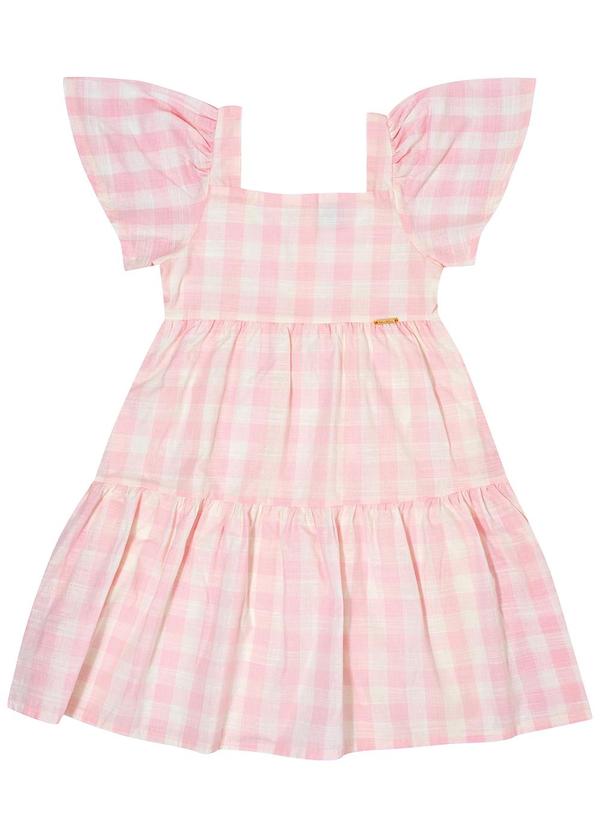 Pulla Bulla - Vestido Tecido Xadrez Fio Tinto e Helanca Rosa