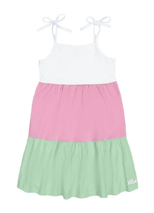 Abrange - Vestido Três Marias Branco, Rosa Multicores - ABRANGE