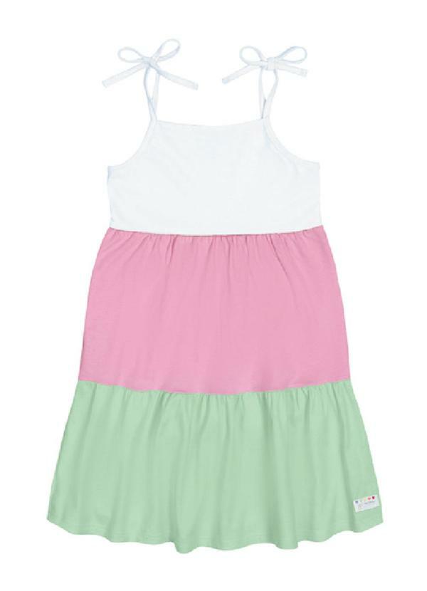 Abrange - Vestido Três Marias Branco, Rosa Multicores