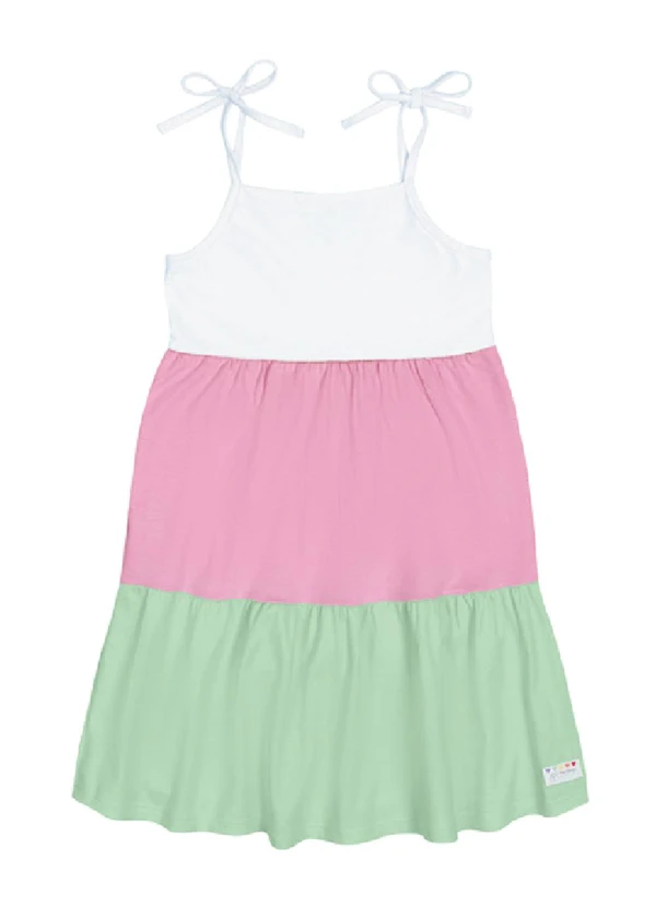 Abrange - Vestido Três Marias Branco, Rosa Multicores