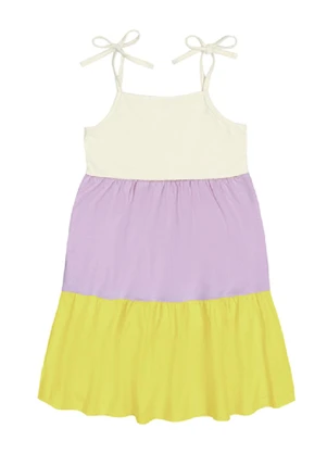 Abrange - Vestido Três Marias Natural, Lilás Multicores - ABRANGE