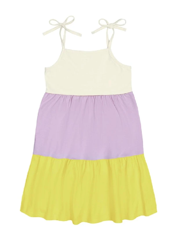 Abrange - Vestido Três Marias Natural, Lilás Multicores