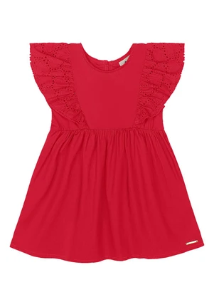 Quimby - Vestido Tricoline Babado Vermelho - QUIMBY
