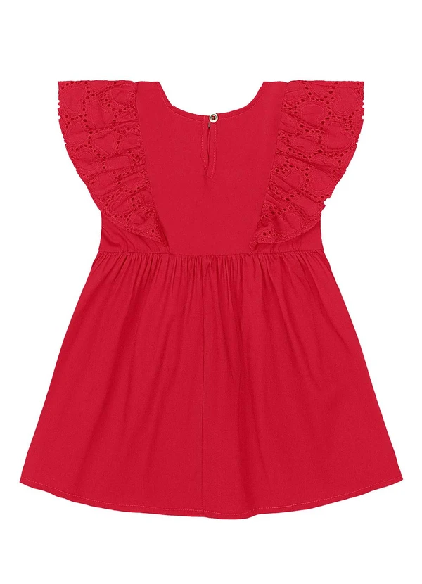 Quimby - Vestido Tricoline Babado Vermelho 3
