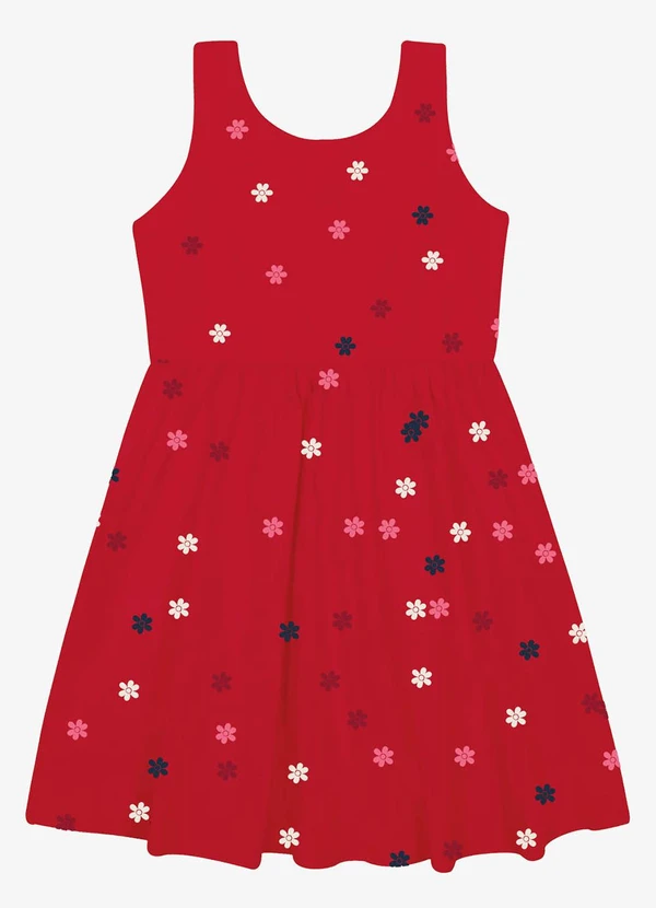 Trick Nick - Vestido Tricoline Bordado Florzinhas Vermelho 5