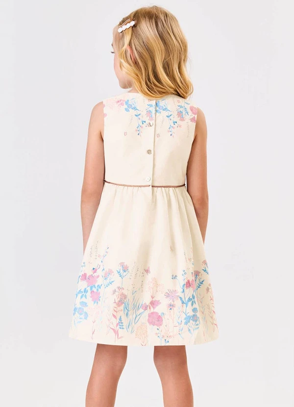 Trick Nick - Vestido Tricoline Estampado Bege 2