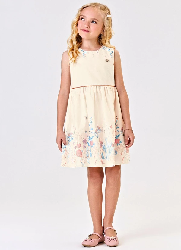 Trick Nick - Vestido Tricoline Estampado Bege 3