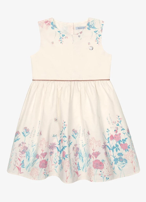 Trick Nick - Vestido Tricoline Estampado Bege 5