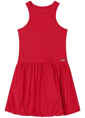 Quimby - Vestido Tricoline Infantil Vermelho - QUIMBY