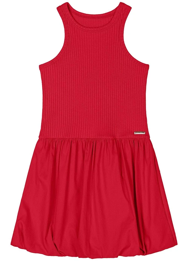 Quimby - Vestido Tricoline Infantil Vermelho 2