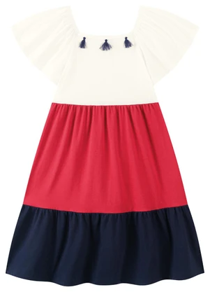 Marlan - Vestido Tricolor com Barbicachos Bege - MARLAN
