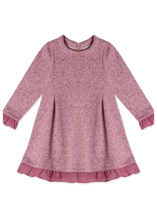 Lilica Ripilica - Vestido Tricot Manga Longa Infantil Rosa