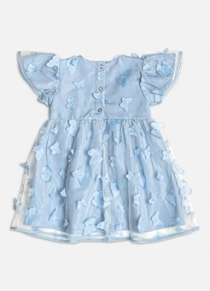 Momi - Vestido Tule com Borboletas 3d Azul - MOMI