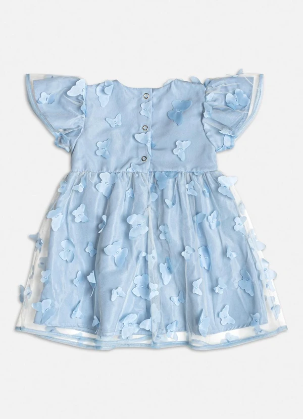 Momi - Vestido Tule com Borboletas 3d Azul 2
