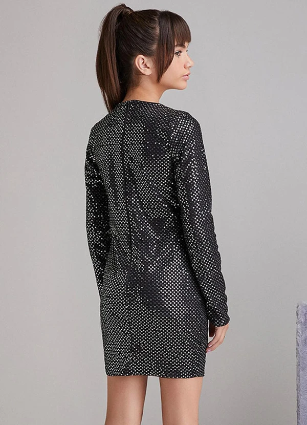 I Am - Vestido Tule com Paetê Preto 2