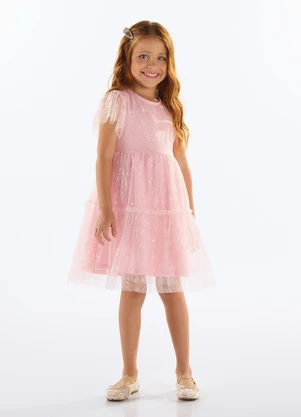 Quimby - Vestido Tule Infantil Rosa - QUIMBY