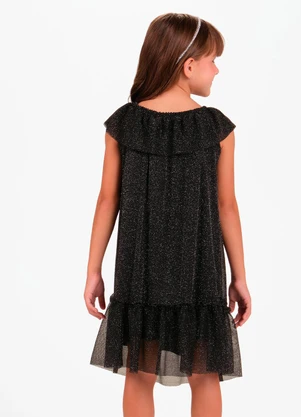Trick Nick - Vestido Tule Shine e Cotton Leve Preto - TRICK NICK