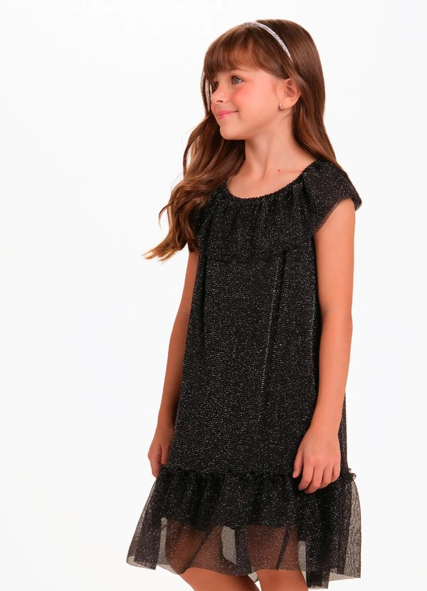 Trick Nick - Vestido Tule Shine e Cotton Leve Preto 4