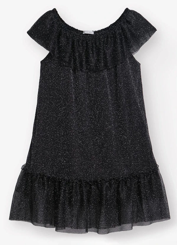 Trick Nick - Vestido Tule Shine e Cotton Leve Preto 5