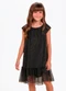 Trick Nick - Vestido Tule Shine e Cotton Leve Bege - variação: Preto