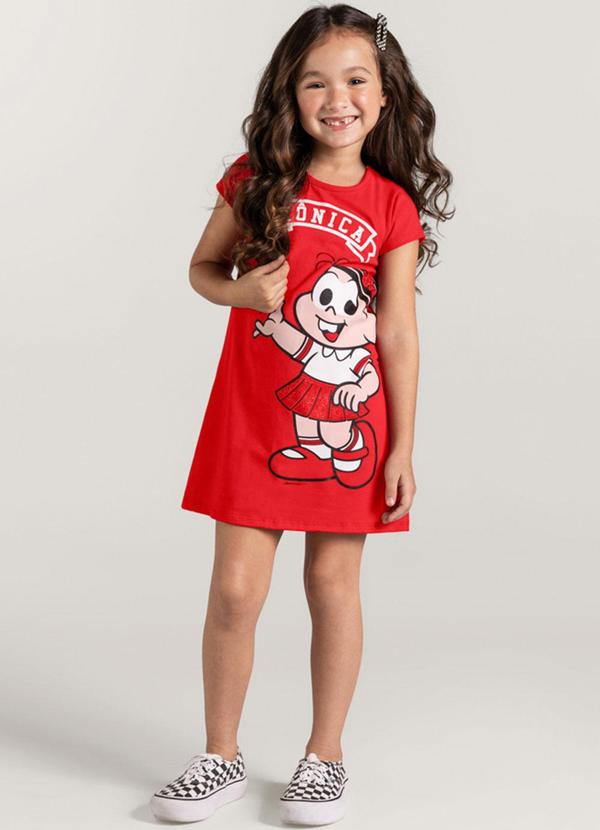 Brandili - Vestido Turma da Monica Infantil Vermelho