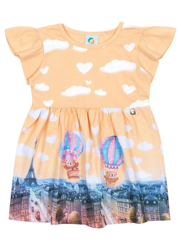 Alenice - Vestido um Céu de Aventuras Meninas Laranja