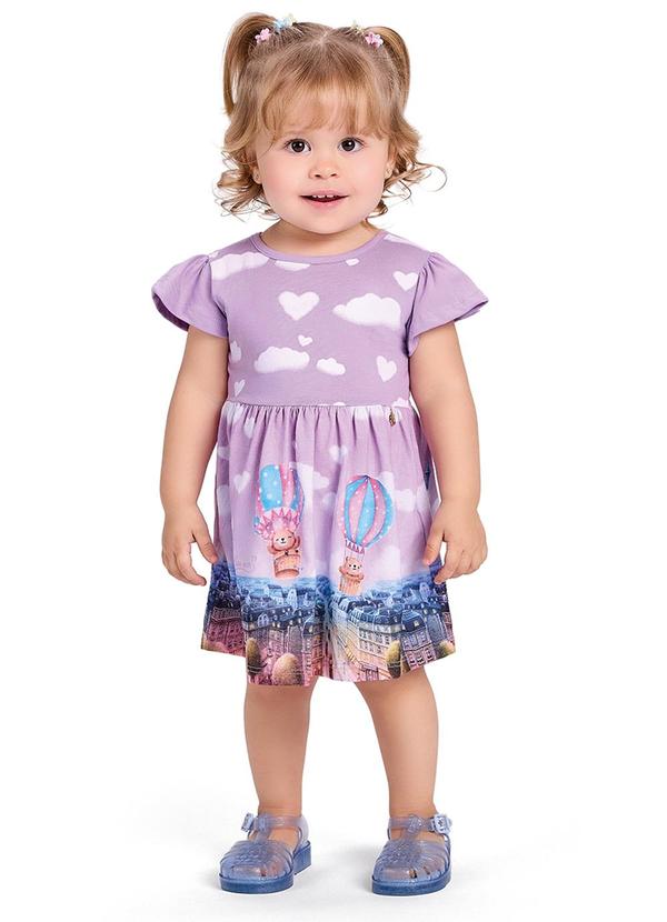 Alenice - Vestido um Céu de Aventuras Meninas Roxo