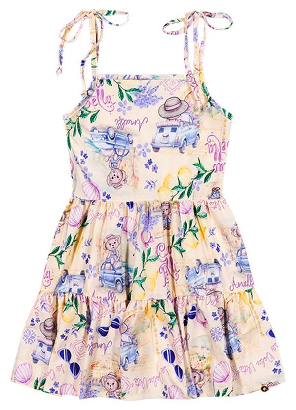 Alenice - Vestido Ursinho Italiano Menina Amarelo