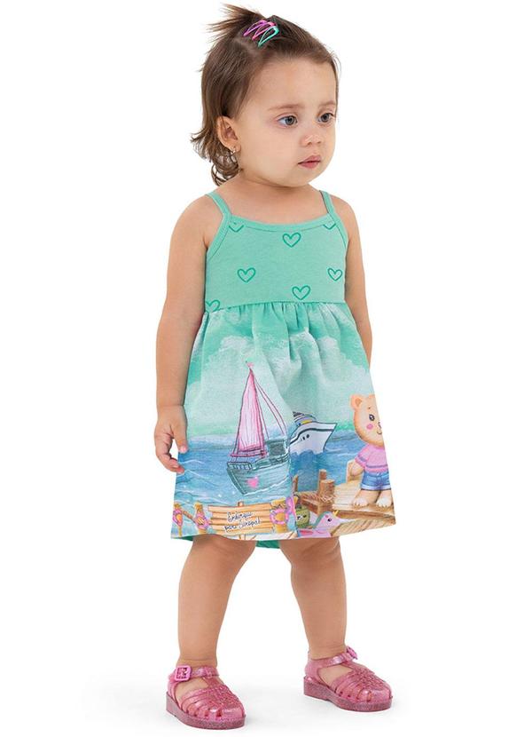 Alenice - Vestido Ursinho Viajante Menina Verde