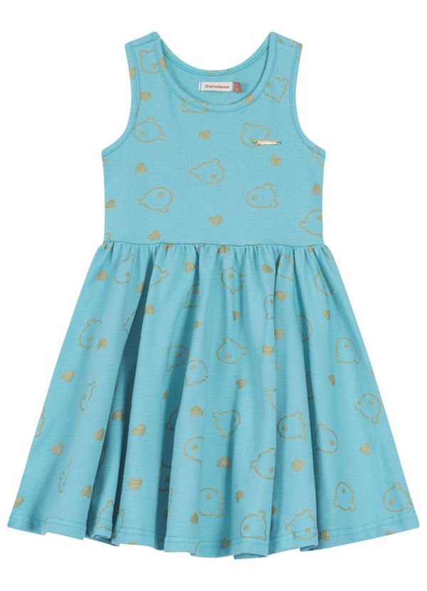 Carinhoso - Vestido Ursinhos com Recorte Vazado Azul
