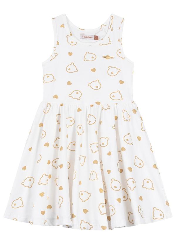 Carinhoso - Vestido Ursinhos com Recorte Vazado Branco