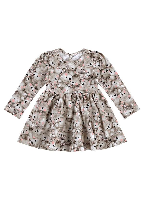 Carinhoso - Vestido Ursinhos Godê Bege 2