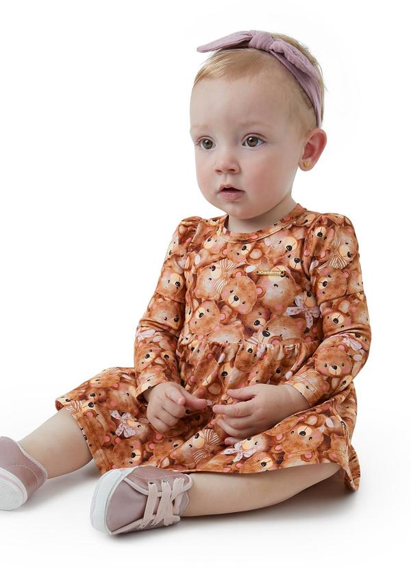 Carinhoso - Vestido Ursinhos Godê Marrom