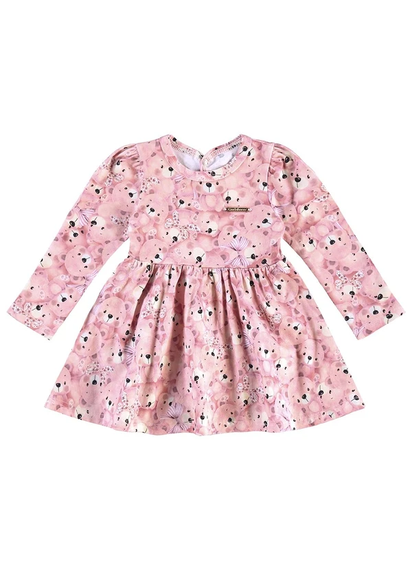 Carinhoso - Vestido Ursinhos Godê Rosa