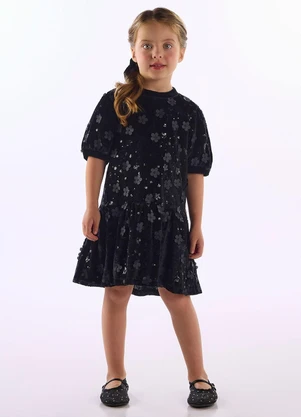 Up Baby - Vestido Veludo Bordado Forro Preto - UP BABY