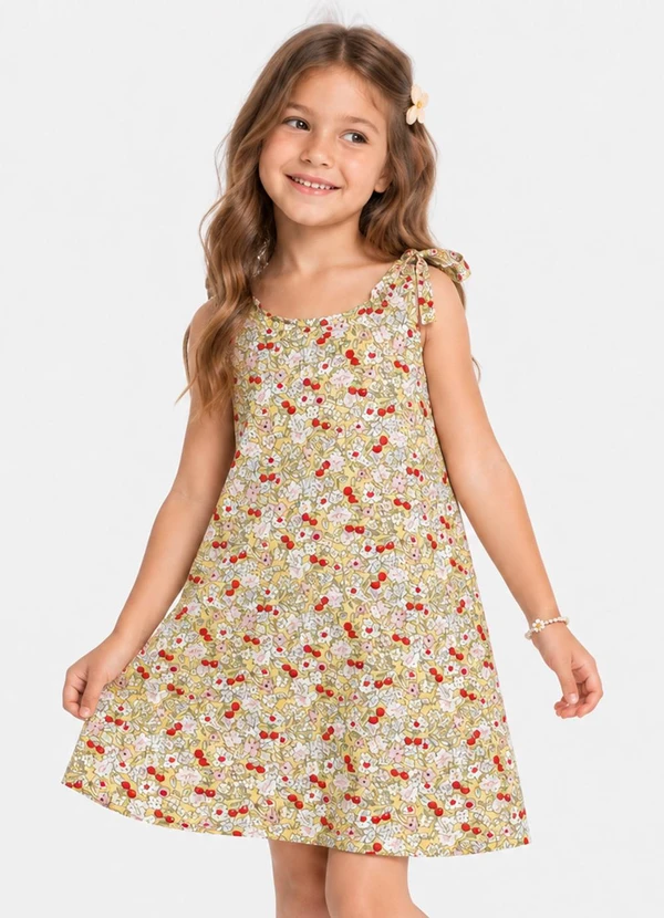 Select - Vestido Verão Infantil Feminino Amarelo