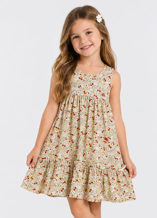 Select - Vestido Verão Infantil Feminino Amarelo