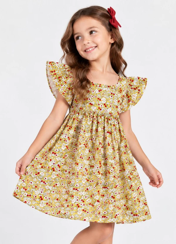 Select - Vestido Verão Infantil Feminino Amarelo
