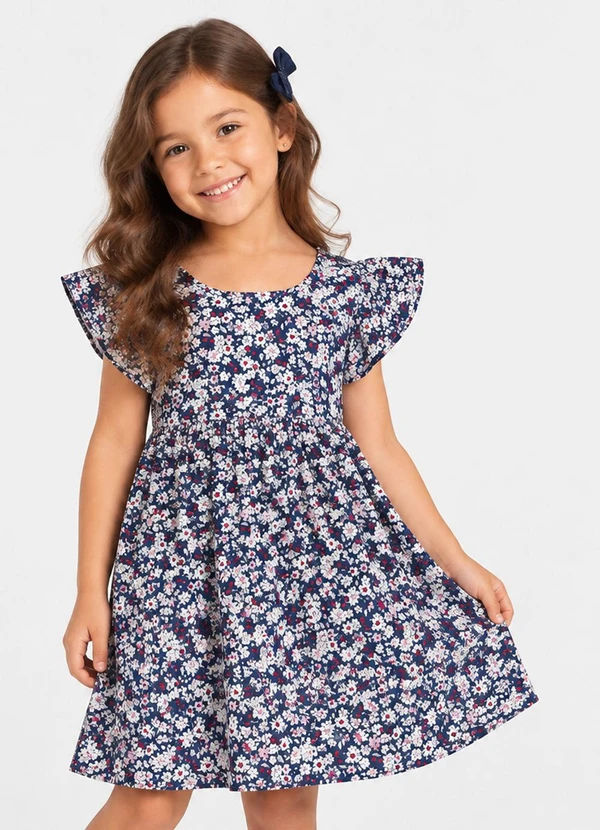 Select - Vestido Verão Infantil Feminino Azul