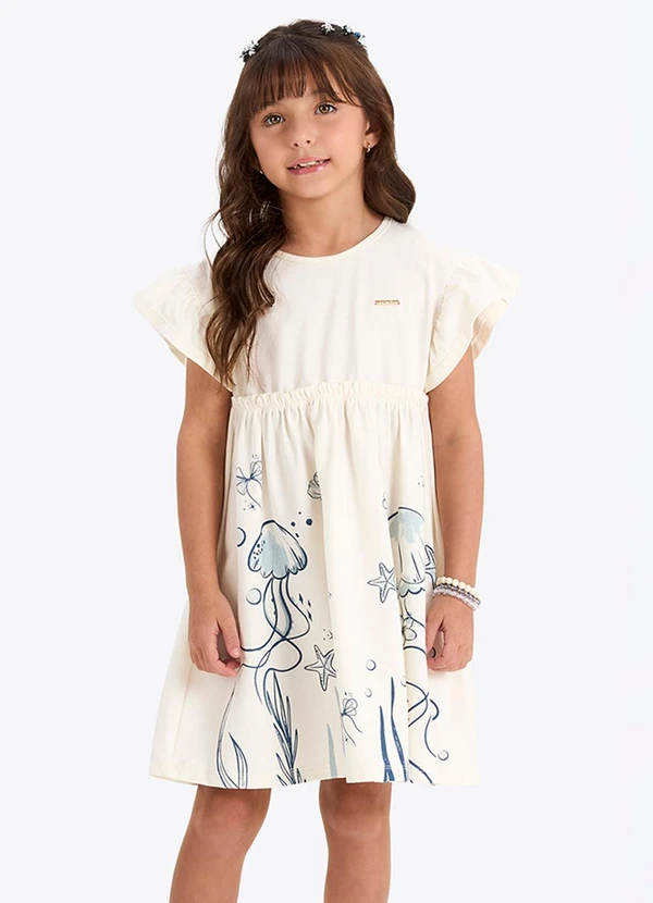 Rovi Kids - Vestido Verão Menina com Glitter Bege