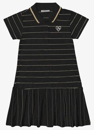 Trick Nick - Vestido Verão Menina com Gola Polo Preto - TRICK NICK