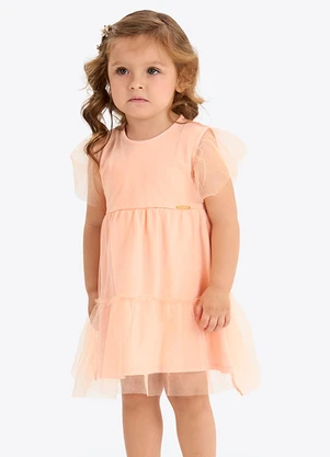 Rovi Kids - Vestido Verão Menina com Tule Rosa - ROVI KIDS