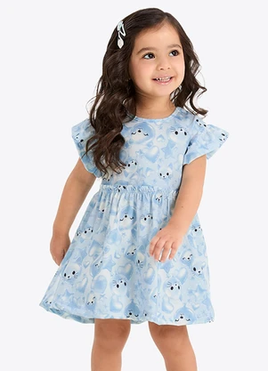 Rovi Kids - Vestido Verão Menina Curto Azul - ROVI KIDS