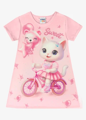 Rovi Kids - Vestido Verão Menina Curto Rosa - ROVI KIDS
