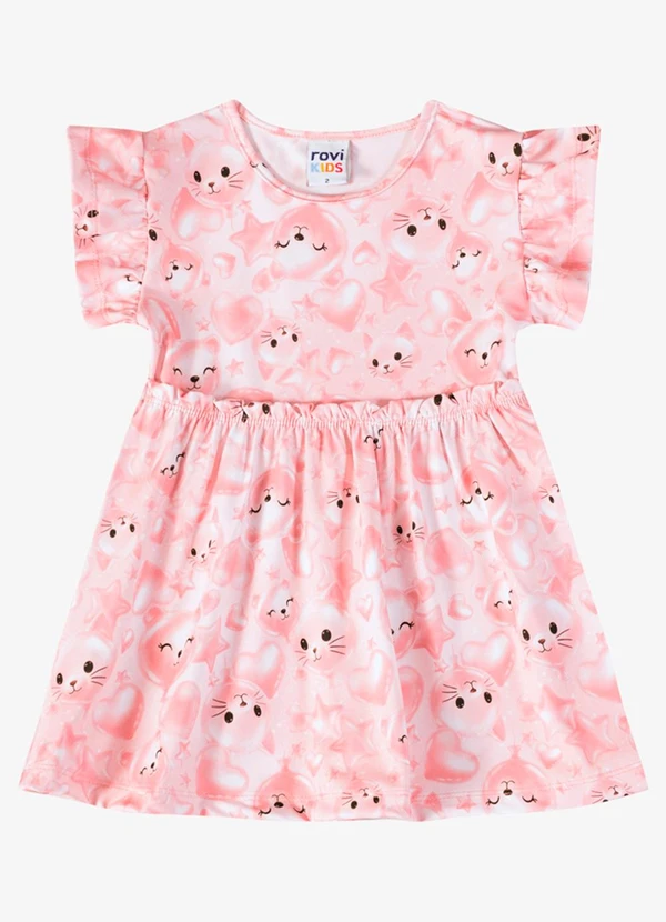 Rovi Kids - Vestido Verão Menina Curto Rosa