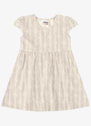 Rovi Kids - Vestido Verão Menina Estampa Rotativa Bege - ROVI KIDS